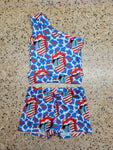 RWB Tongues Charlotte Top and Cheerleader Shorties Set 5t (READY TO SHIP)