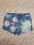 Pink Butterfly Shorties with patch and embellishments 4T (READY TO SHIP)