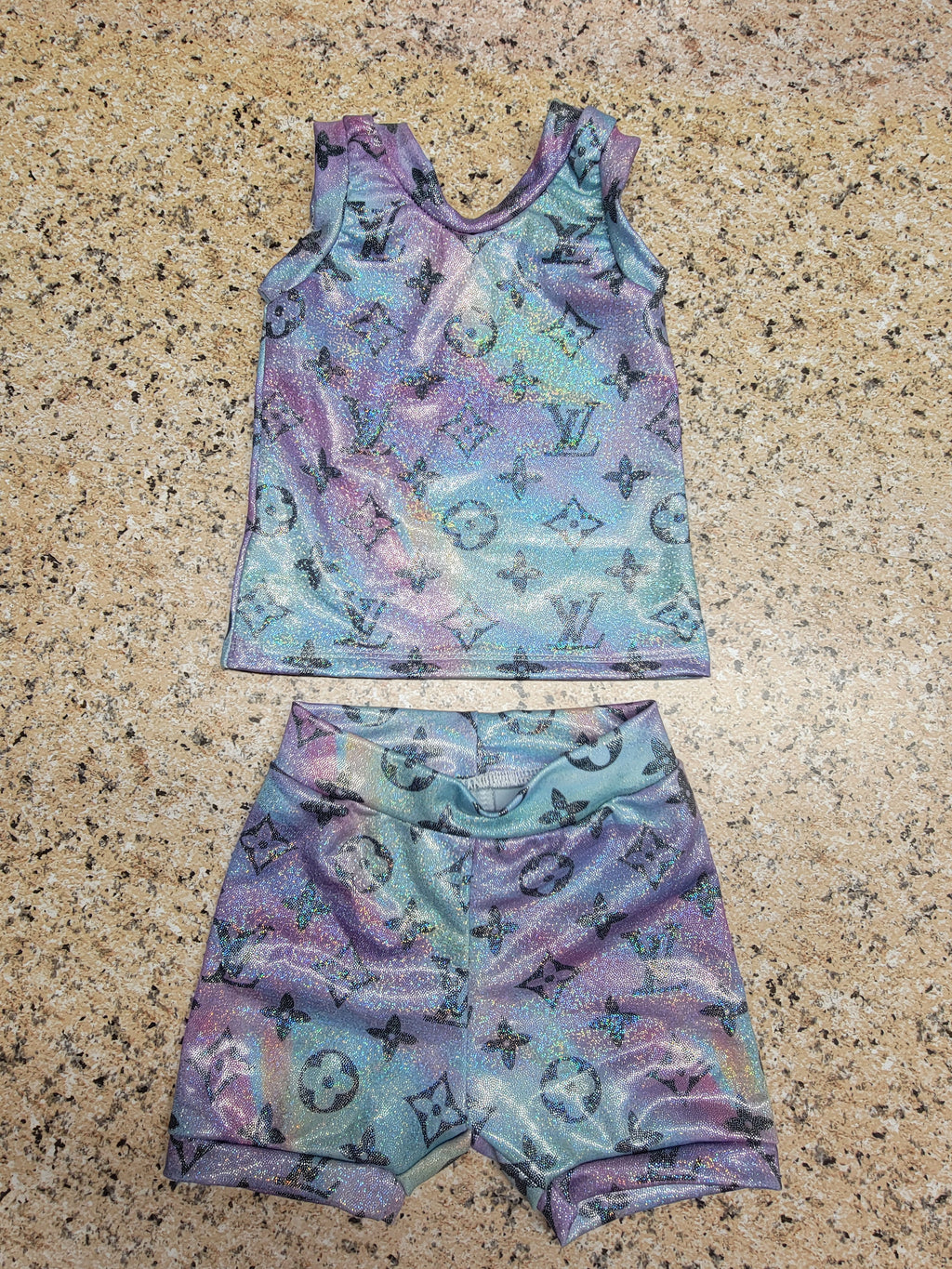 Boujee Holographic Swim or Everyday Set 6-12 months (READY TO SHIP)