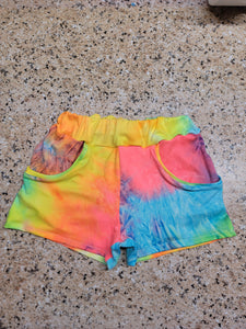 Neon Tiedye Girls Cohen Shorts with pockets (READY TO SHIP)