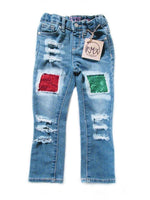 Acid Washed Sparkle Distressed Jeans