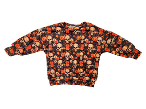 Orange Floral Spooky Skulls