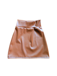 Tan Pleather High Waist Skirt