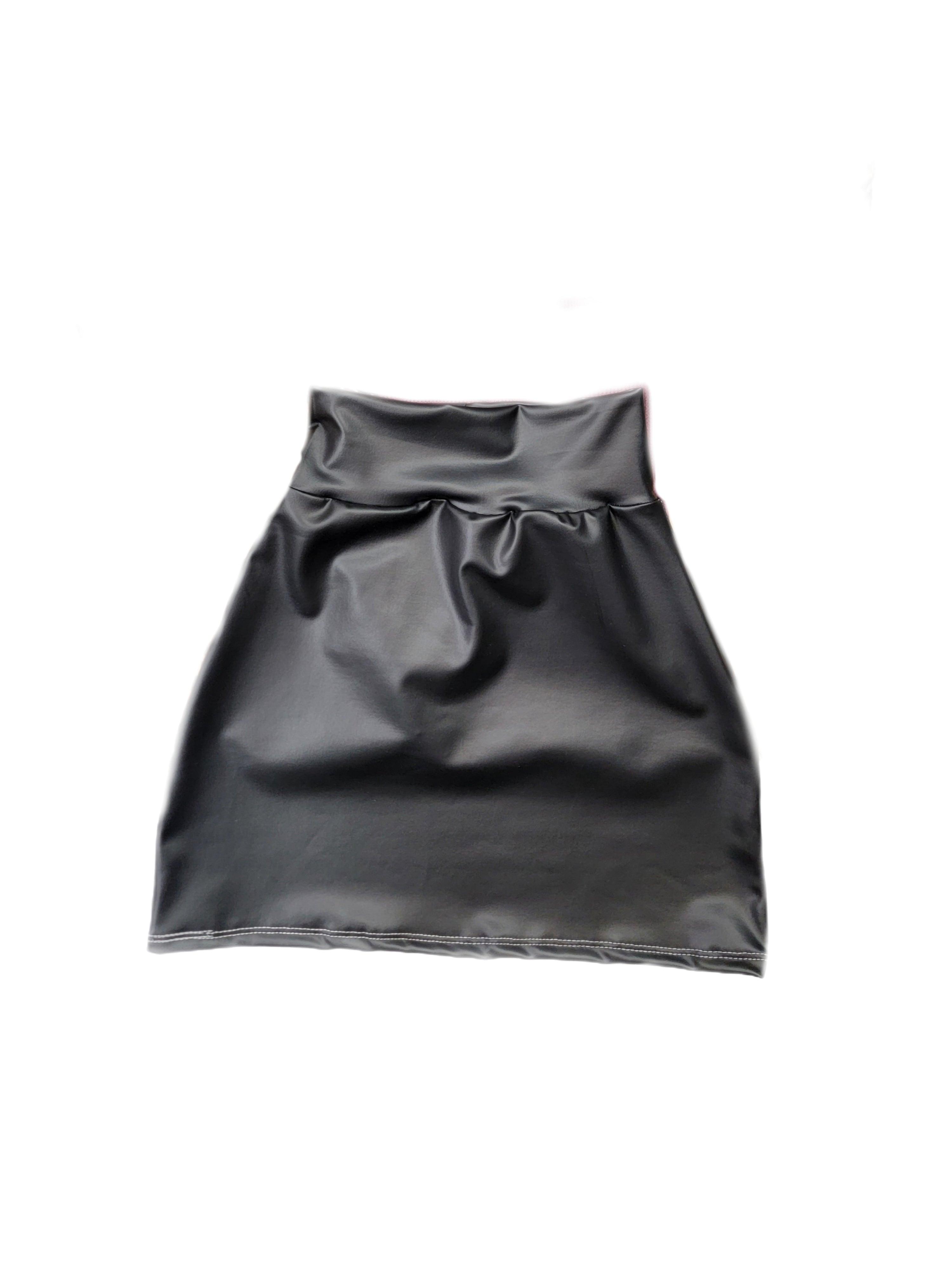 Black Pleather High Waist Skirt
