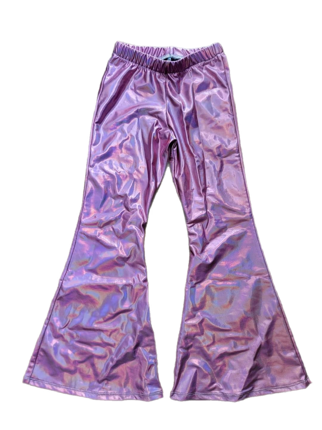 Pink Metallic Pleather Bell Bottoms, 4t (READY TO SHIP)