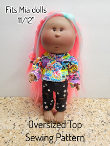 Oversized Top Sewing Pattern, Fits MIA DOLLS 11-12"