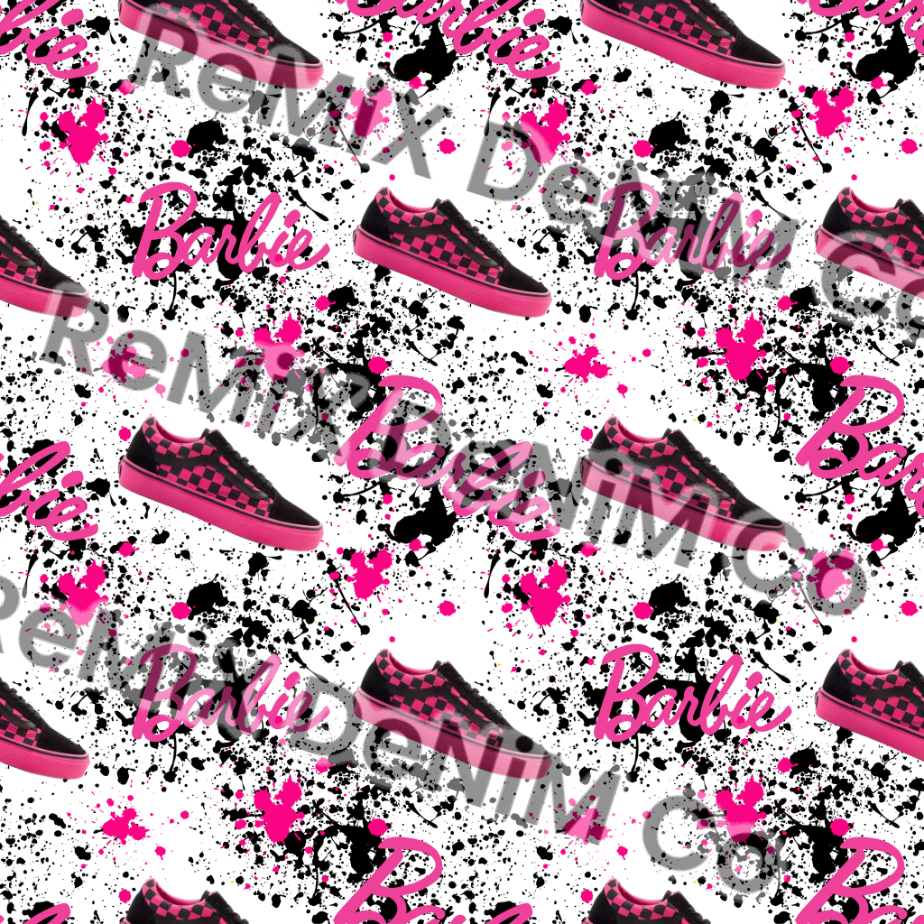 Doll White Vans Splash (Seamless Digital File)