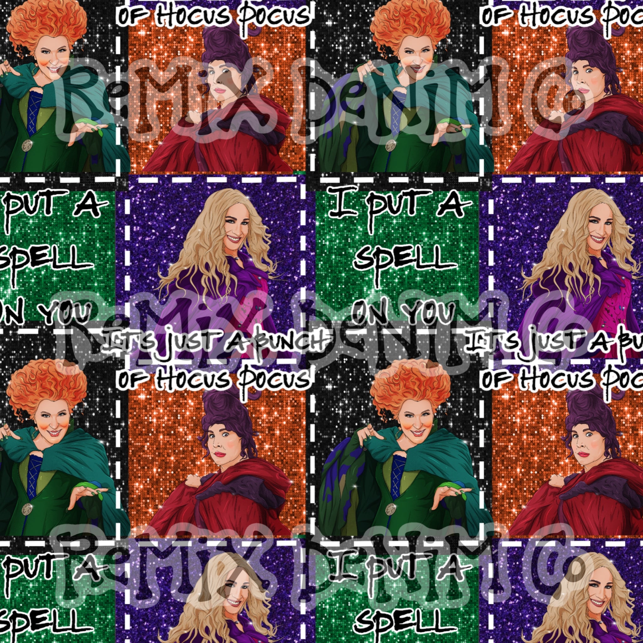 Halloween witches spooky black flame candle binx I put a spell on you Dani (Seamless Digital File)