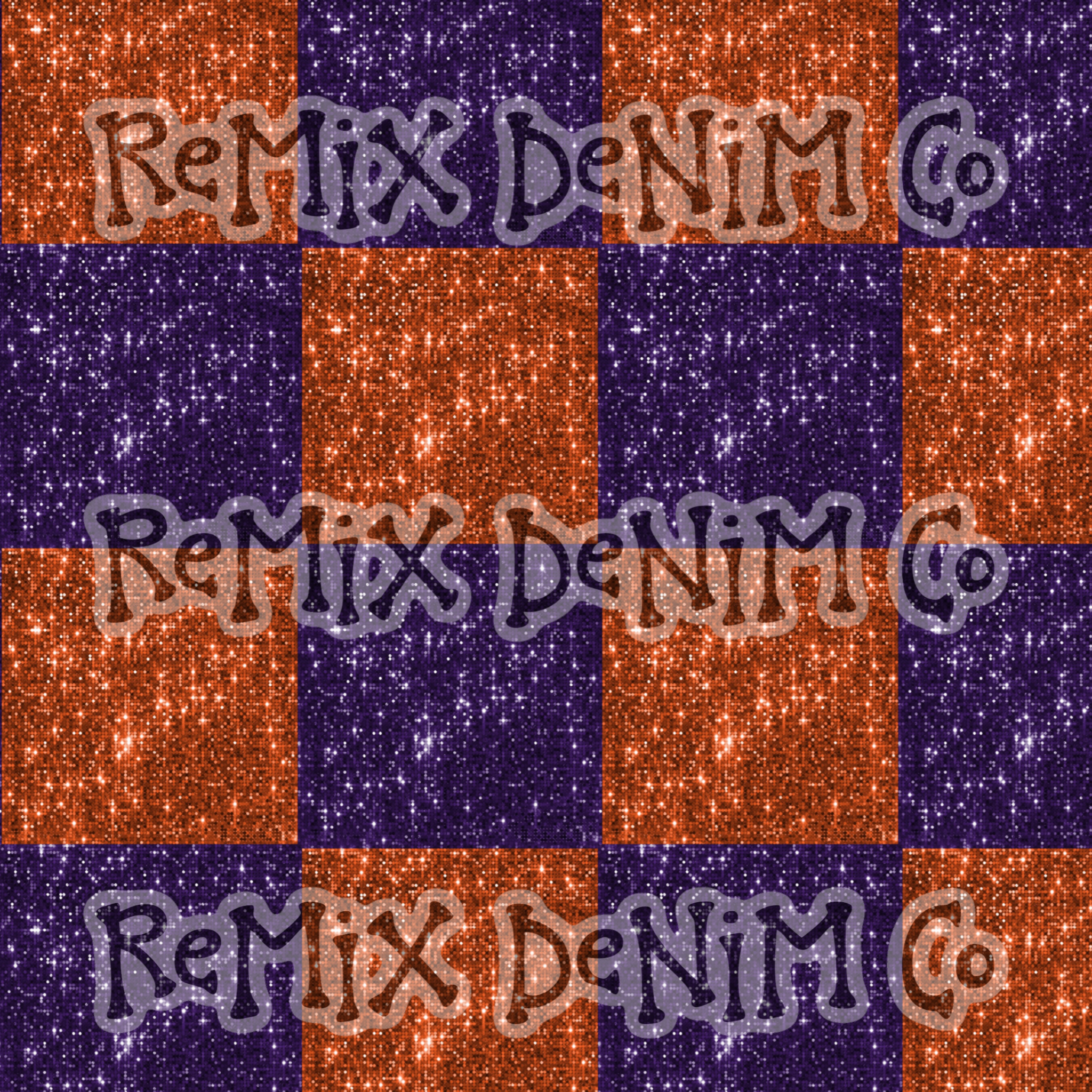 Halloween witches orange purple glitter checker (Seamless Digital File)