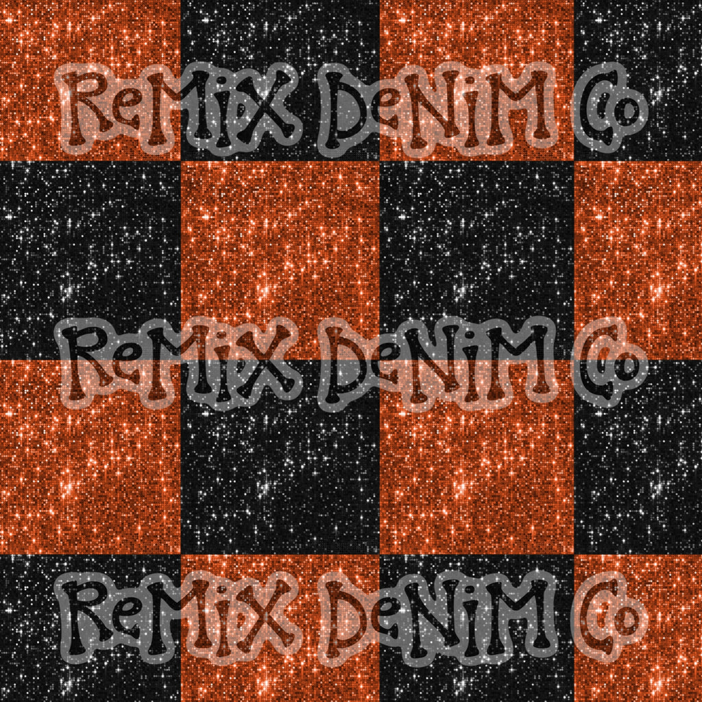 Halloween witches orange black glitter checker (Seamless Digital File)