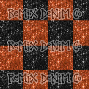 Halloween witches orange black glitter checker (Seamless Digital File)