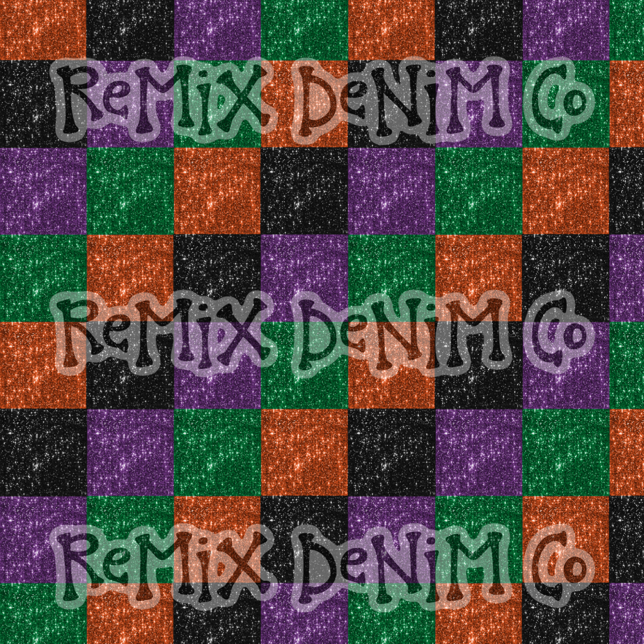 Halloween witches purple green orange black glitter checker (Seamless Digital File)