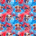 Highland cow rwb 4th of July patriotic American bow girly (Seamless Digital File)