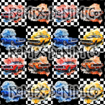 Need for speed, muscle car racing boys checker flag patchwork (Seamless Digital File)