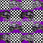 Mohawk Warrior Monster truck jam purple lightning checker (Seamless Digital File)