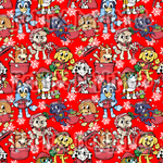 Christmas Holiday winter snow blue dog friends (Seamless Digital File)