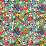 Christmas Holiday winter snow blue dog friends (Seamless Digital File)