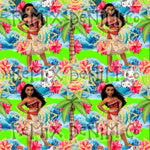 Hawaiian Polynesian Princess Maui Oceania Ocean Waves Pua Heihei bright (Seamless Digital File)