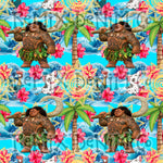 Hawaiian Polynesian Princess Maui Oceania Ocean Waves Pua Heihei bright (Seamless Digital File)