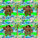 Hawaiian Polynesian Princess Maui Oceania Ocean Waves Pua Heihei bright (Seamless Digital File)