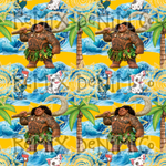 Hawaiian Polynesian Princess Maui Oceania Ocean Waves Pua Heihei bright (Seamless Digital File)