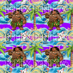 Hawaiian Polynesian Princess Maui Oceania Ocean Waves Pua Heihei bright (Seamless Digital File)