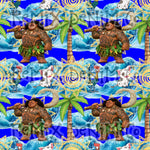 Hawaiian Polynesian Princess Maui Oceania Ocean Waves Pua Heihei bright (Seamless Digital File)