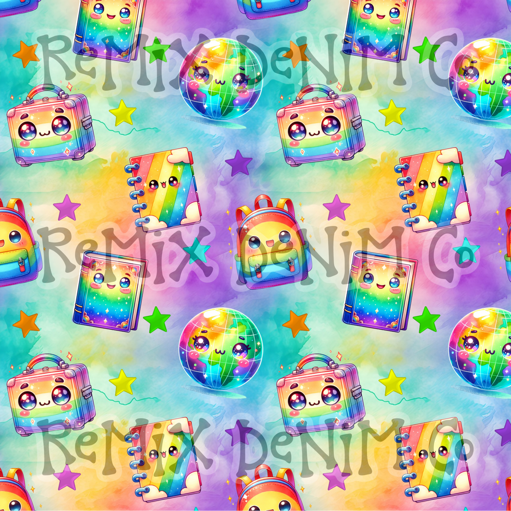 Kawaii cute school supplies, back to school, art kids b2s (Seamless Digital File)