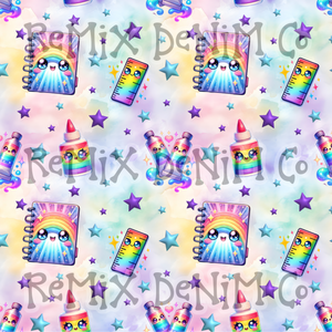 Kawaii cute school supplies, back to school, art kids b2s (Seamless Digital File)