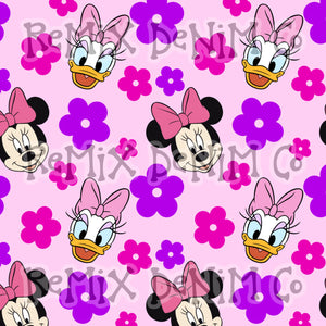 Flower power floral summer spring mouse friends (Seamless Digital File)