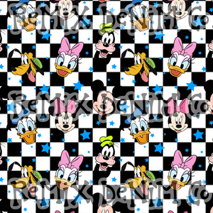 Checker stars fun mouse friends (Seamless Digital File)