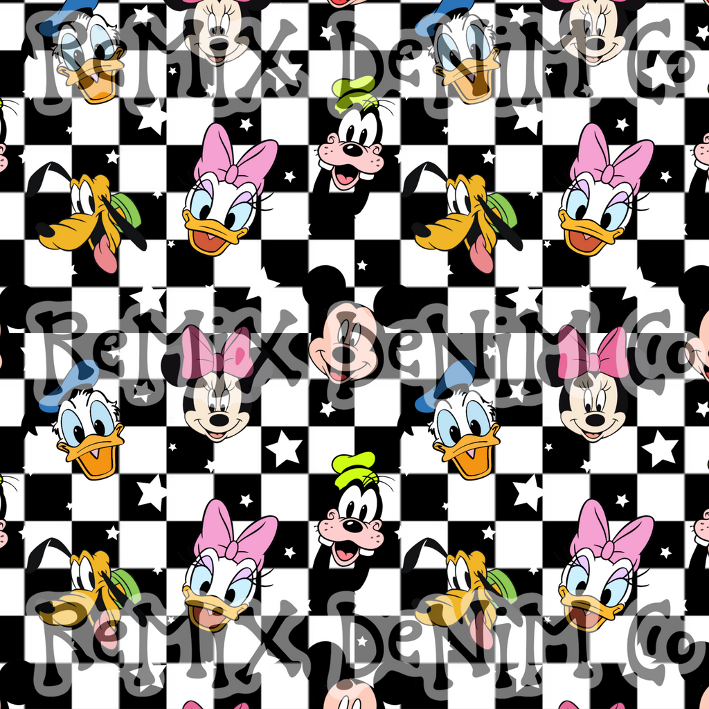 Checker stars fun mouse friends (Seamless Digital File)