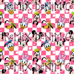 Checker pink stars fun mouse friends (Seamless Digital File)