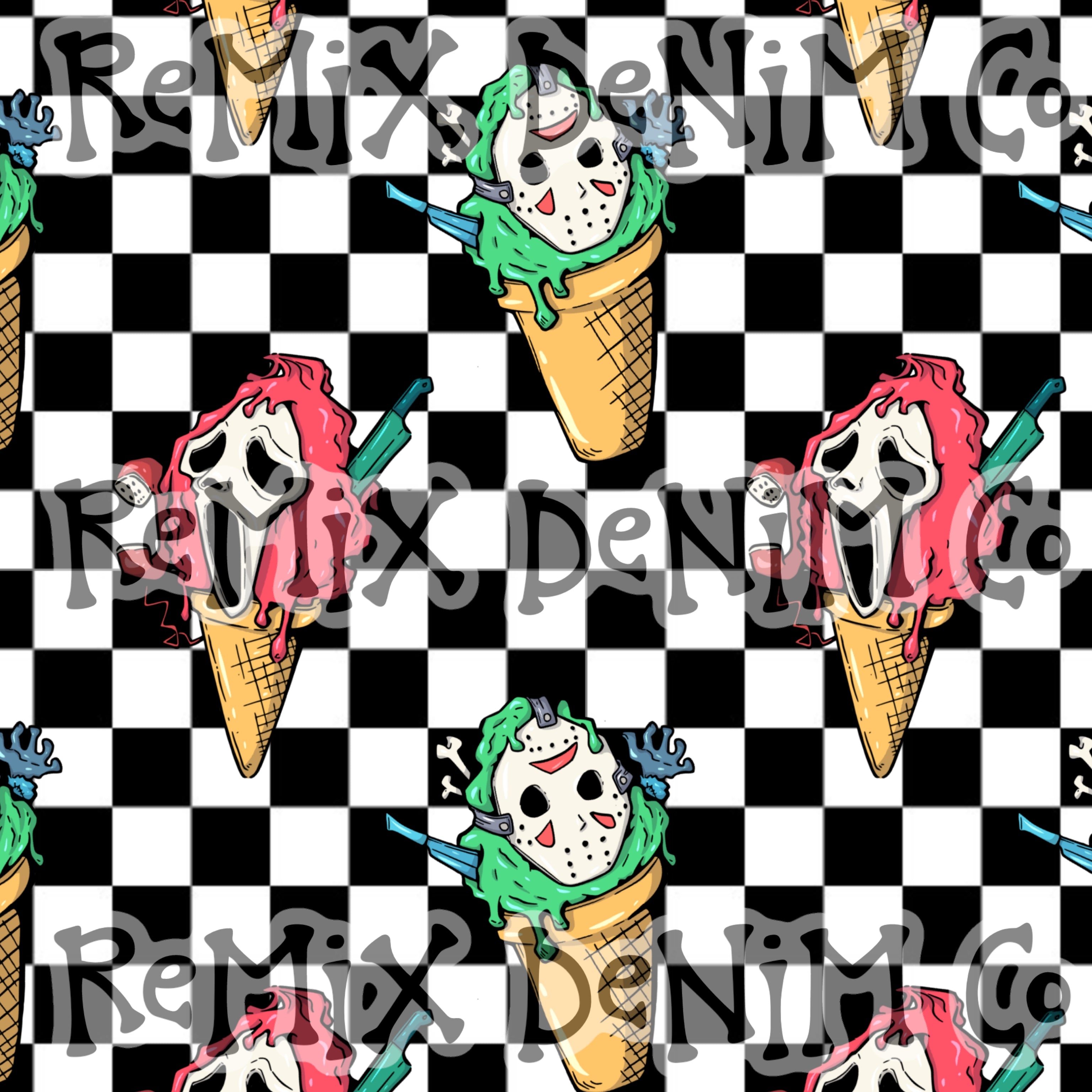 Scream horror characters ice cream friends (Seamless Digital File)