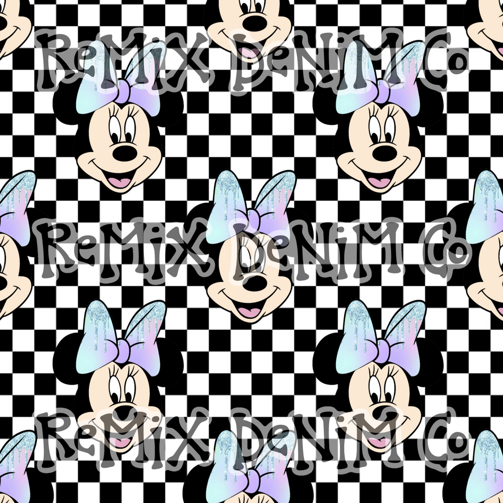 Mouse ears magical friend cute checker (Seamless Digital File)