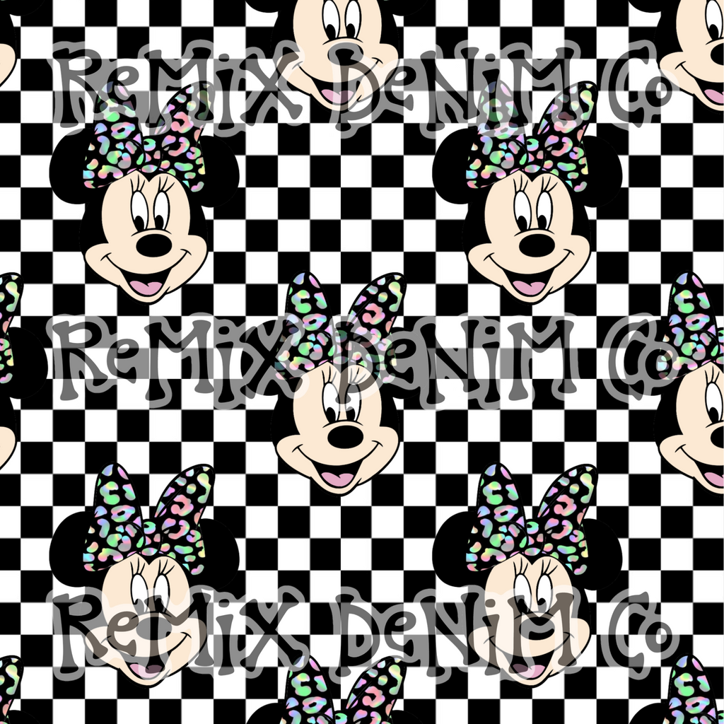 Mouse ears magical friend cute checker (Seamless Digital File)