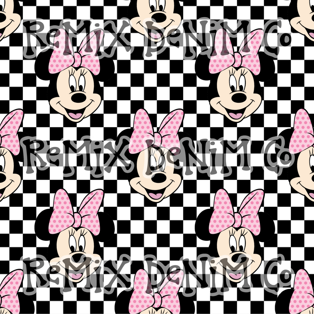 Mouse ears magical friend cute checker (Seamless Digital File)