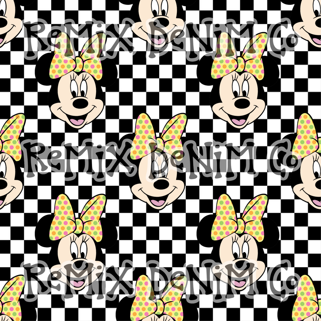 Mouse ears magical friend cute checker (Seamless Digital File)