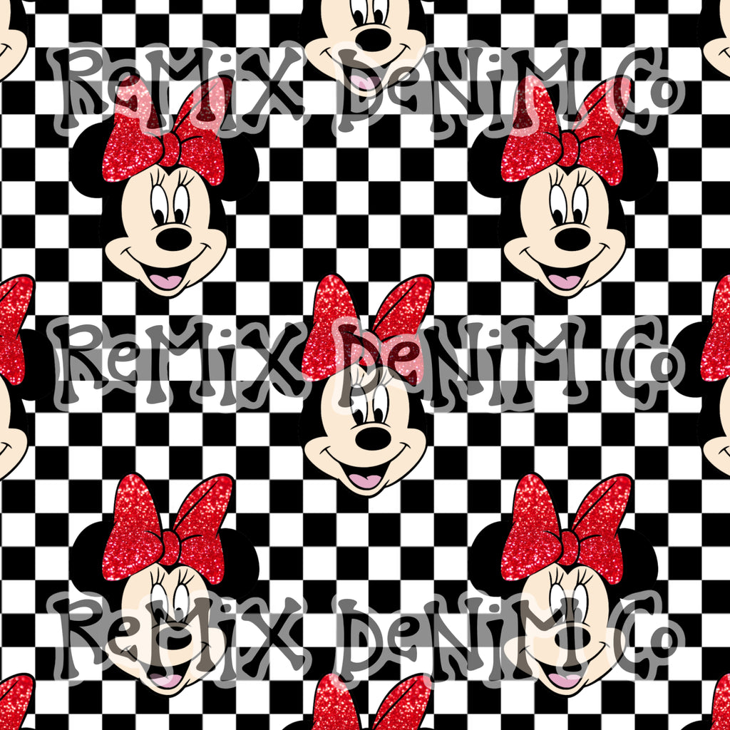 Mouse ears magical friend cute checker (Seamless Digital File)