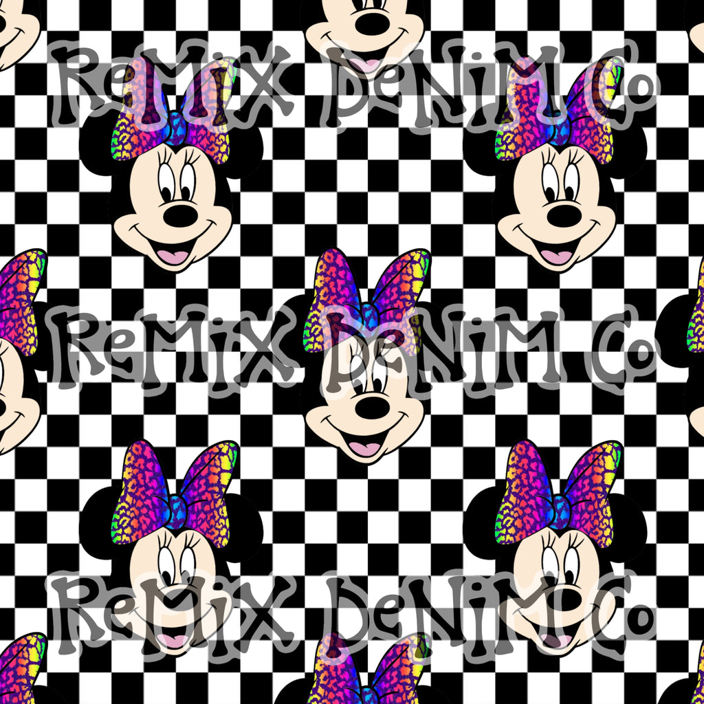 Mouse ears magical friend cute checker (Seamless Digital File)