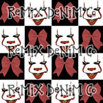 Pennywise Clown Killer Halloween spooky scary coquette bows girly Checker (Seamless Digital File)