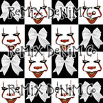 Pennywise Clown Killer Halloween spooky scary coquette bows girly Checker (Seamless Digital File)