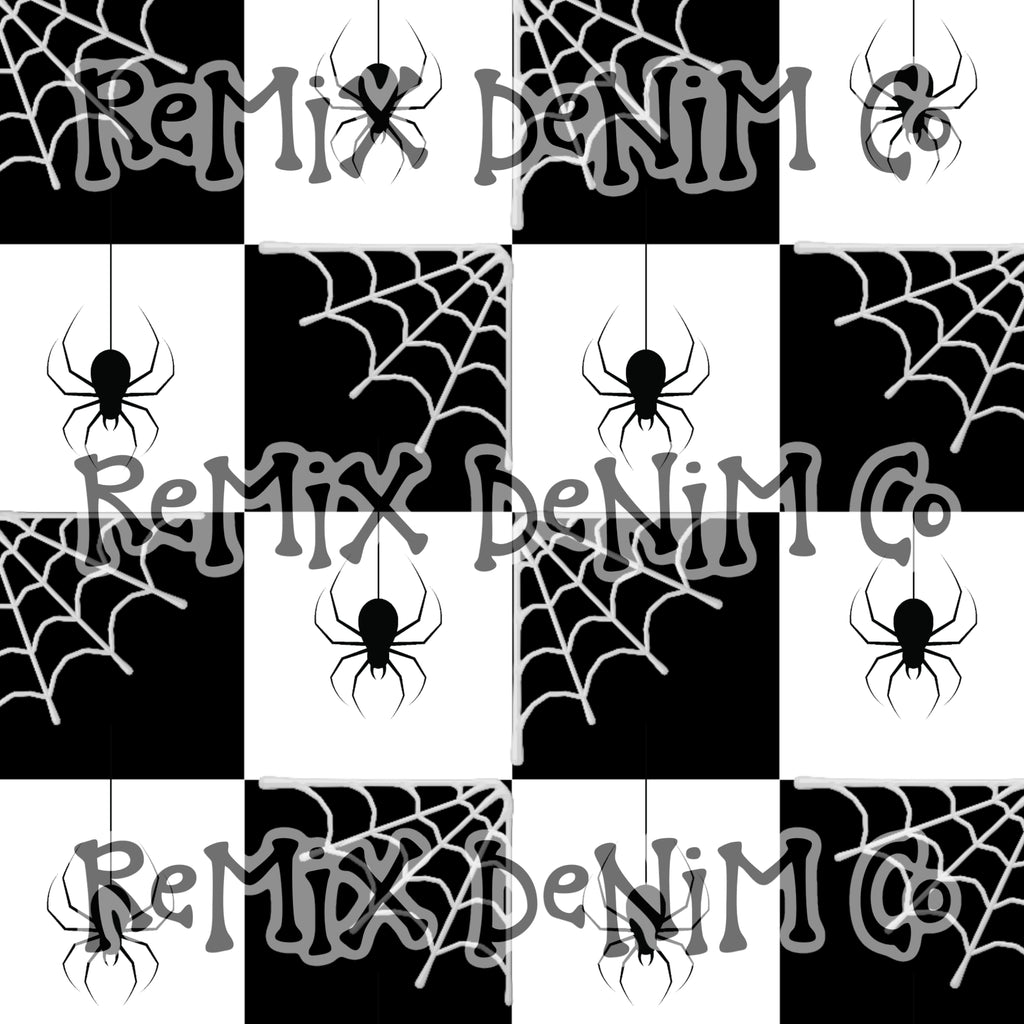 Spiders Spiderwebs Halloween spooky scary Checker (Seamless Digital File)