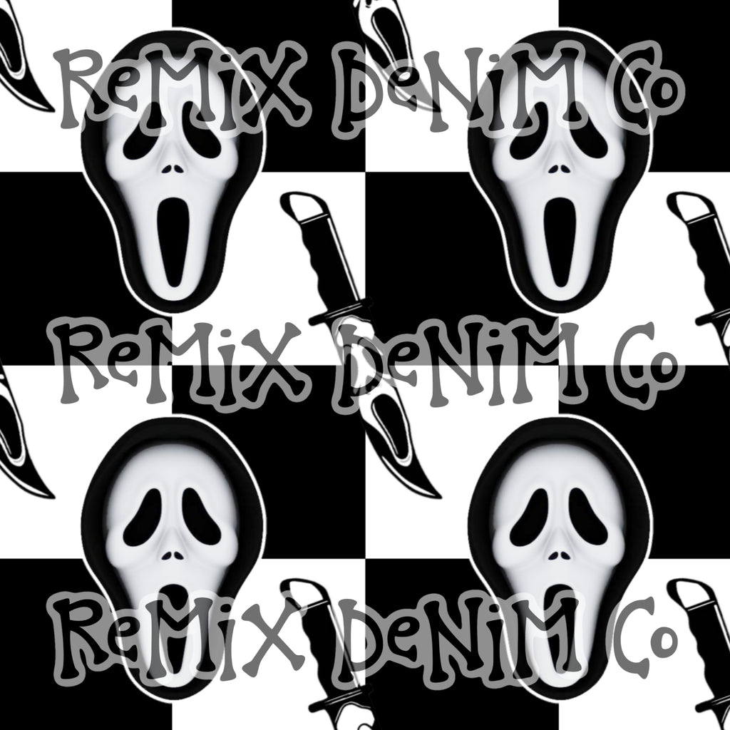 Scream Ghostface Halloween spooky scary Checker (Seamless Digital File)