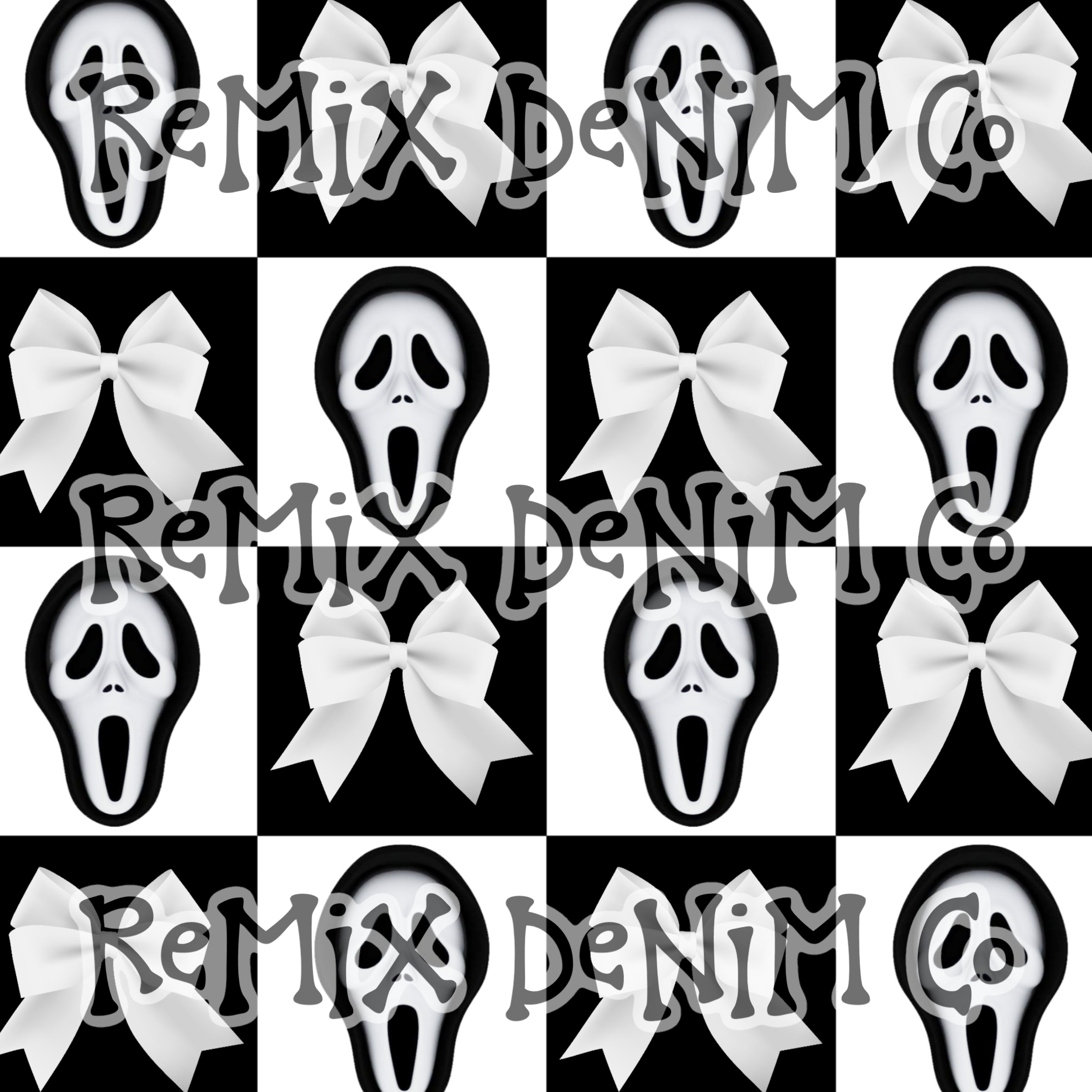 Scream Ghostface Halloween spooky scary coquette bows girly Checker (Seamless Digital File)