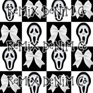 Scream Ghostface Halloween spooky scary coquette bows girly Checker (Seamless Digital File)