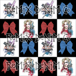 Harley Quinn daddy's little monster coquette bows girl crazy Checker (Seamless Digital File)