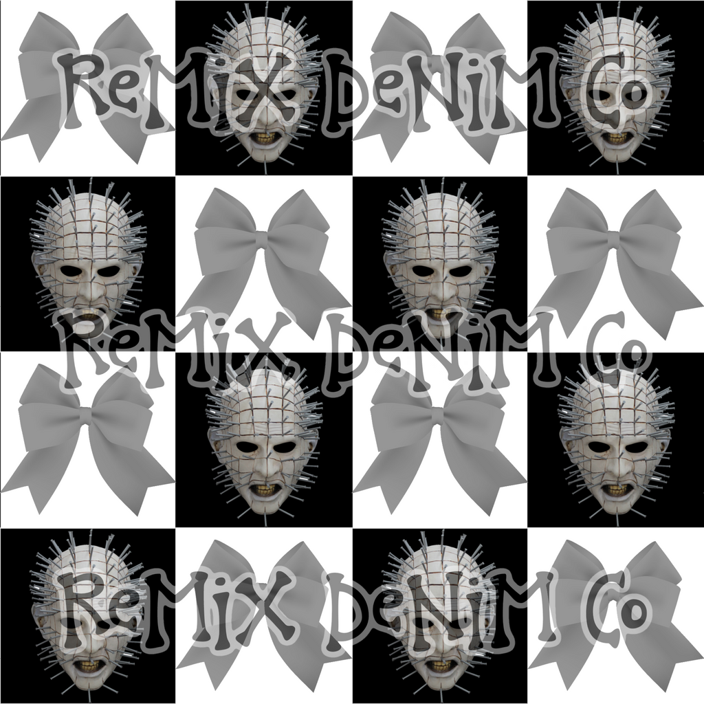 Pinhead horror Halloween hellraiser coquette bow (Seamless Digital File)