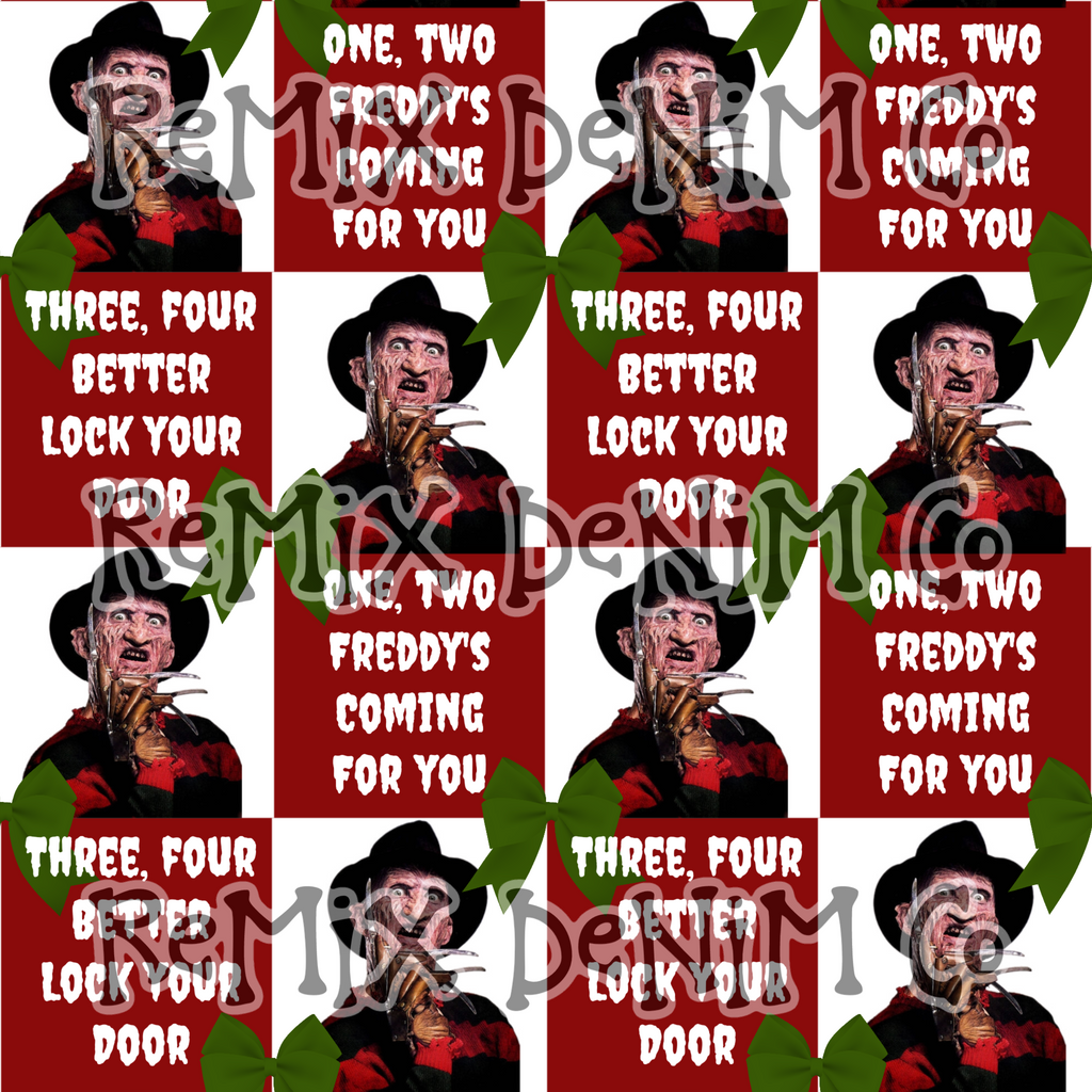 Freddy Krueger nightmare on elm street coming for you Halloween spooky scary coquette bows girly Checker (Seamless Digital File)