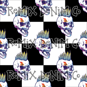 Rock and roll skull skeleton boy rad rockshow Checker (Seamless Digital File)